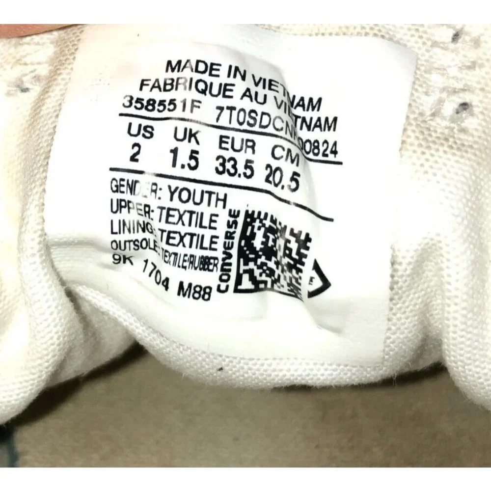 Converse All Star Youth Size 2 Skulls Day of the Dead Low Top Sneakers Shoes
